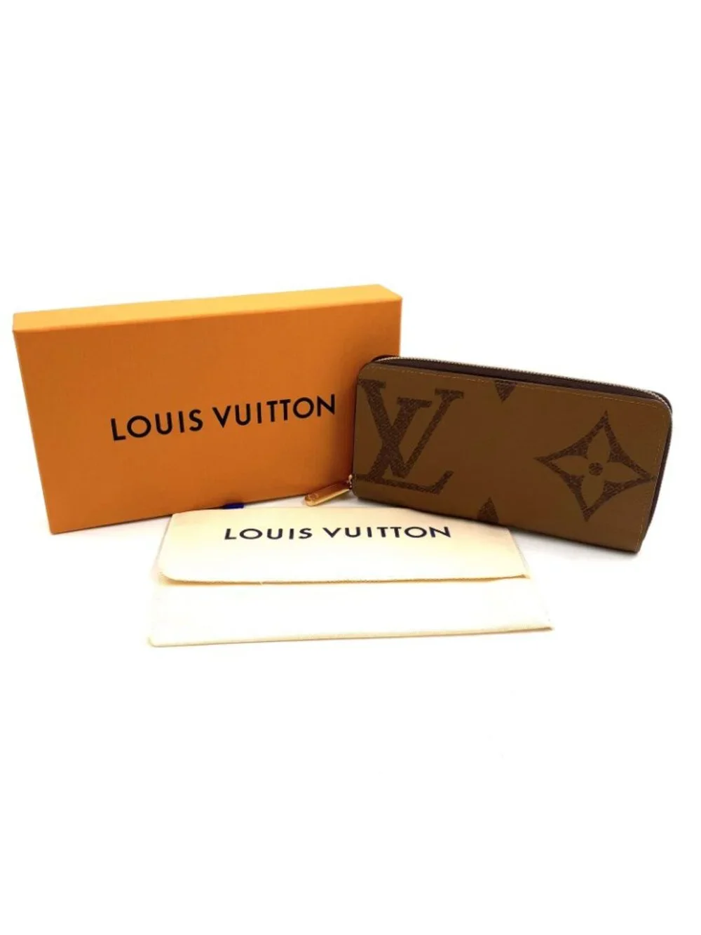 Louis Vuitton Zippy Wallet Monogram Giant Leather Brown Round Gold